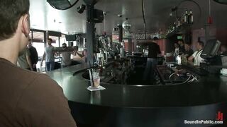 Two hairy sluts get abused in a bar full of horny strangers