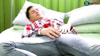 Teen boy cum spews from his cock